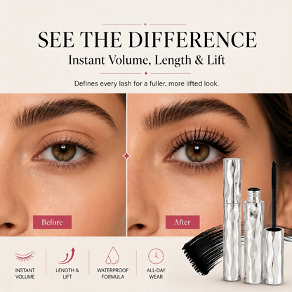 💜LAST DAY - BUY 1 GET 1 FREE💜All-Day Beautiful Lashes, Smudge-Proof! Waterproof Fiber Mascara for Natural Volume.